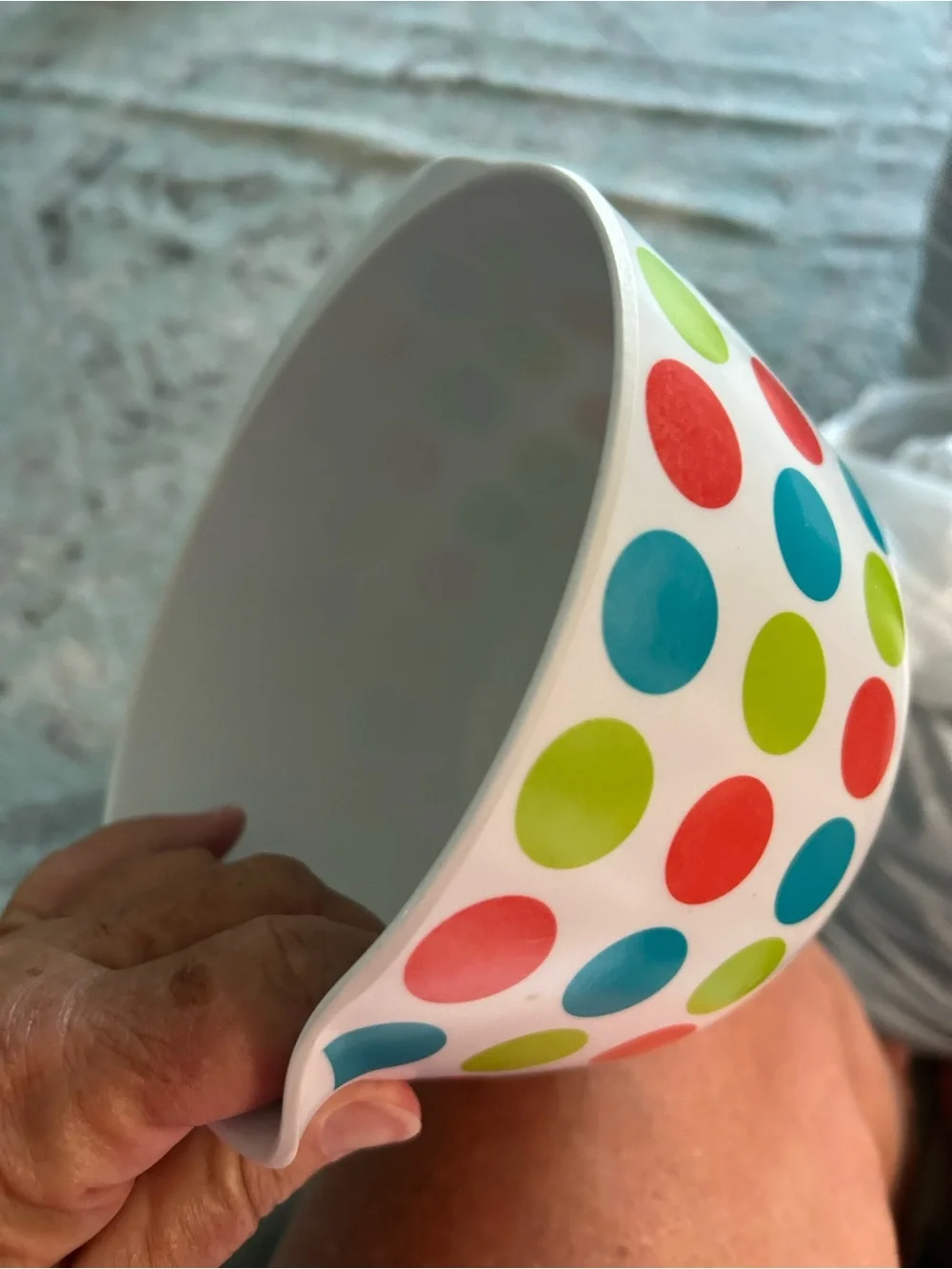 White Mixing Bowls with Colorful Polka Dots - Set of 2